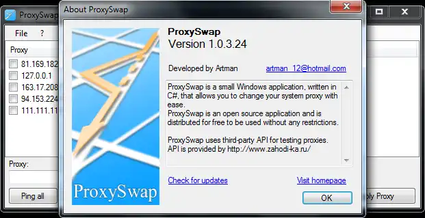 قم بتنزيل أداة الويب أو تطبيق الويب ProxySwap