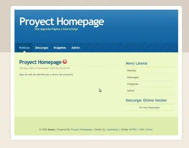 Загрузите веб-инструмент или веб-приложение Proyect Homepage