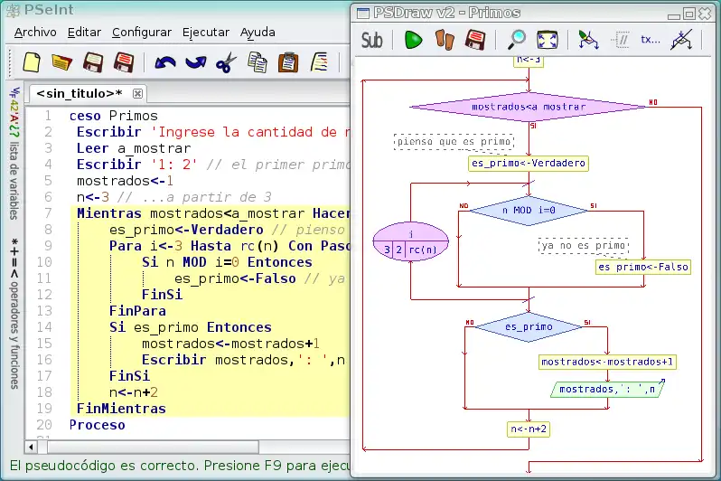 Descărcați instrumentul web sau aplicația web PSeInt