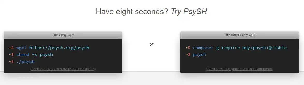 Download web tool or web app PsySH