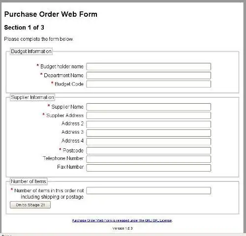 Завантажте веб-інструмент або веб-програму Веб-форма замовлення на покупку