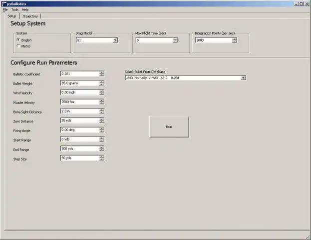 Download web tool or web app pyBallistics to run in Windows online over Linux online