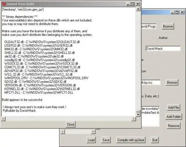 Download web tool or web app PyBuilder for compiling with py2exe