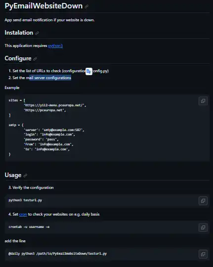 Download web tool or web app PyEmailWebsiteDown