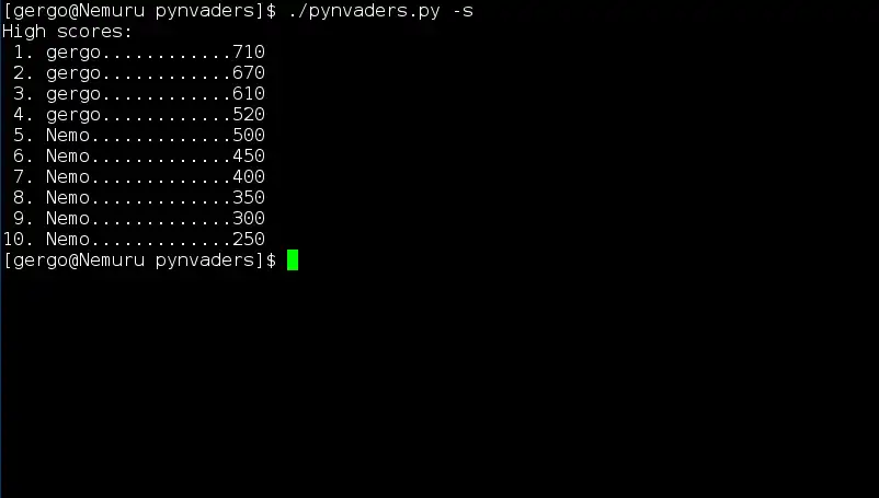 Download de webtool of webapp pynvaders om online onder Linux te draaien