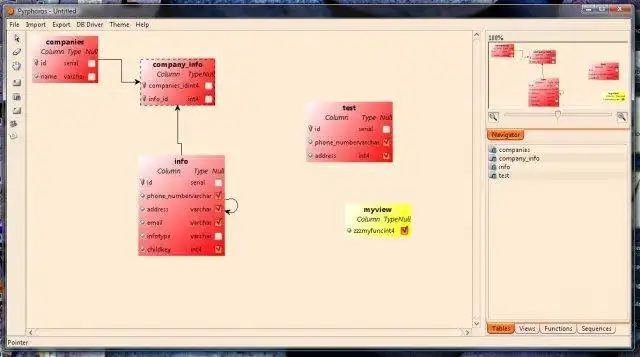 Baixe a ferramenta ou aplicativo da web Pyrphoros - ERD para Database Design Tool