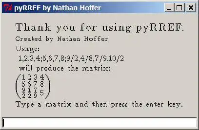 Download web tool or web app pyRREF to run in Windows online over Linux online