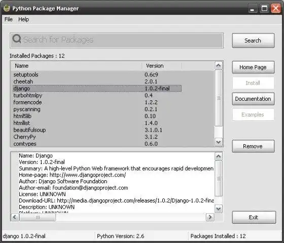 قم بتنزيل أداة الويب أو تطبيق الويب Python Package Manager