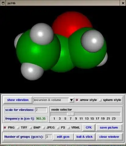 Download web tool or web app pyVib Molecular Graphics Program