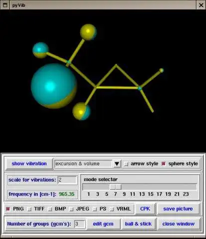 Download web tool or web app pyVib Molecular Graphics Program to run in Linux online