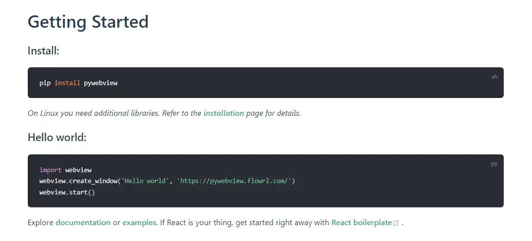 Download web tool or web app pywebview