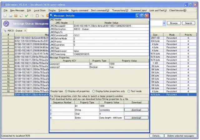 Descargue la herramienta web o la aplicación web QBrowser para GlassFish JMS / WebLogic MQ