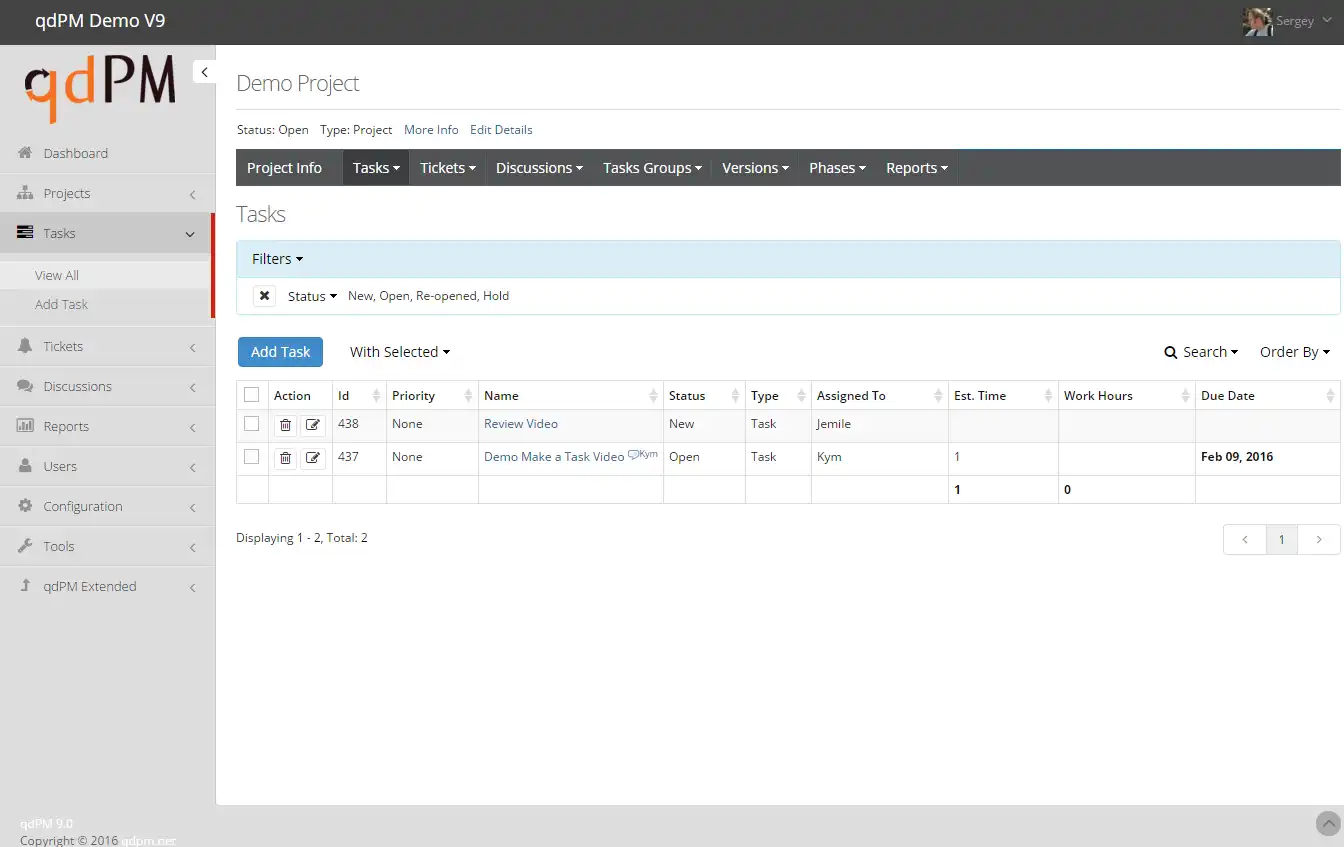 Download web tool or web app qdPM - Web-Based Project Management Tool