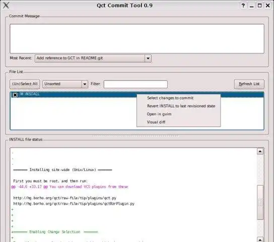 Загрузите веб-инструмент или веб-приложение Qt commit tool