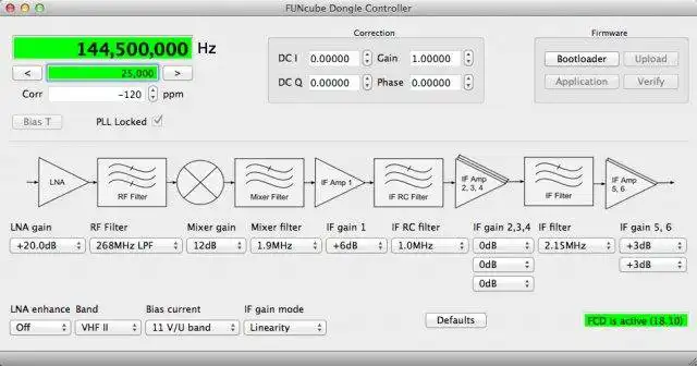 Laden Sie das Web-Tool oder die Web-App Qthid Funcube Dongle Controller herunter