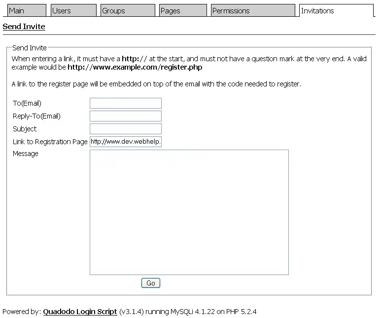 Завантажте веб-інструмент або веб-програму Quadodo Login Script