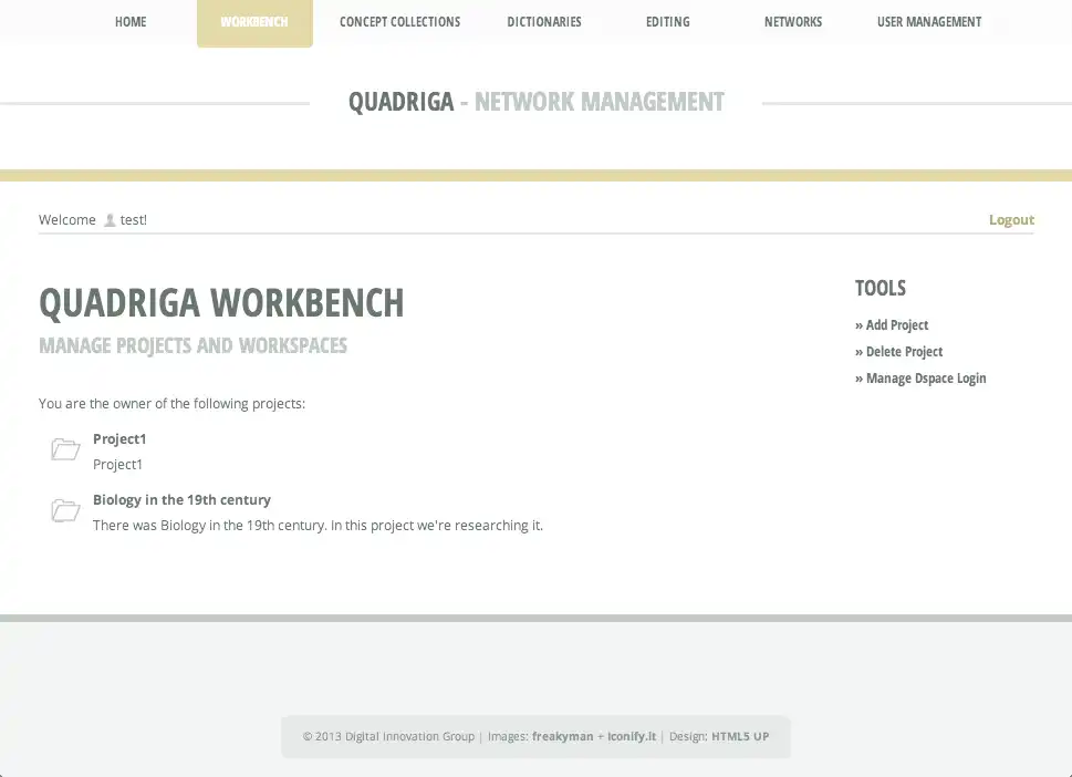 Mag-download ng web tool o web app na Quadriga para tumakbo sa Linux online