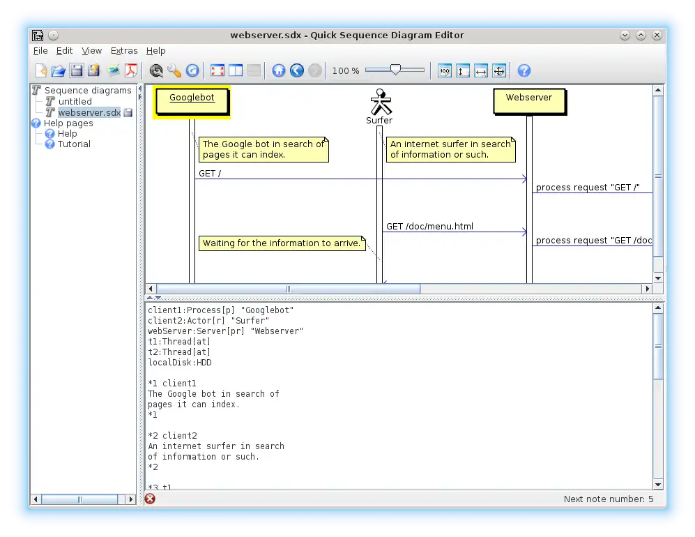 Download web tool or web app Quick Sequence Diagram Editor