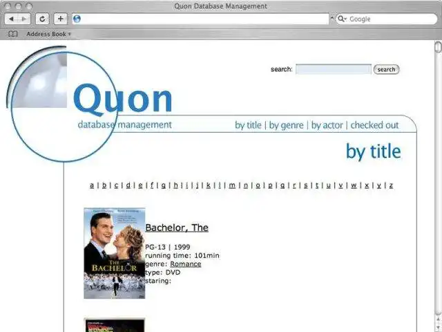 ดาวน์โหลดเครื่องมือเว็บหรือเว็บแอป Quon DVD Database
