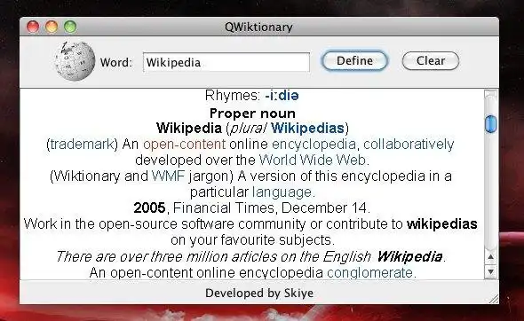 Web aracını veya web uygulamasını indirin QWiktionary