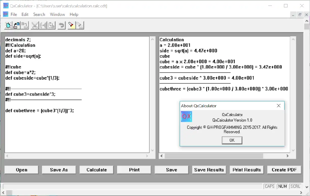 Baixe a ferramenta da web ou o aplicativo da web QxCalculator para Windows