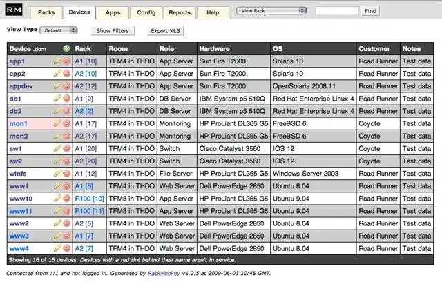 ওয়েব টুল বা ওয়েব অ্যাপ RackMonkey ডাউনলোড করুন