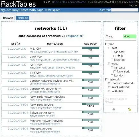 Mag-download ng web tool o web app na RackTables