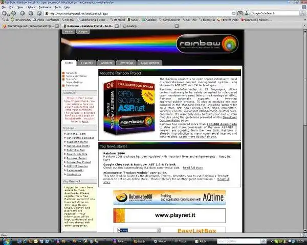 Загрузите веб-инструмент или веб-приложение RainbowPortal