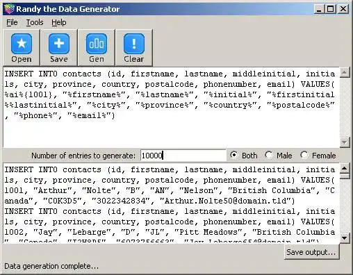 Download web tool or web app Randy the Data Generator