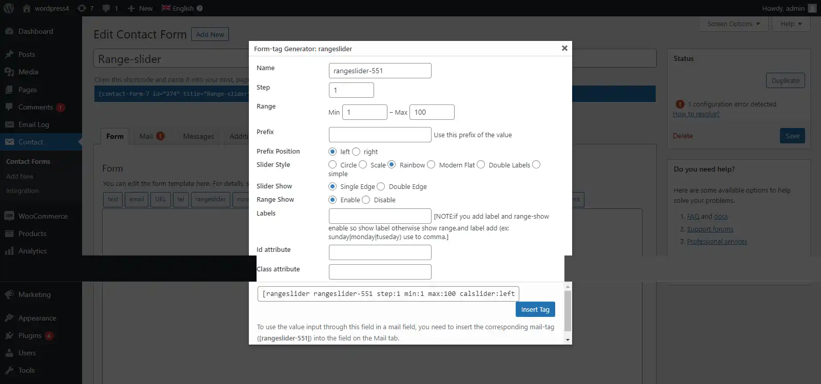 Unduh alat web atau aplikasi web Range Slider Field untuk Formulir Kontak 7