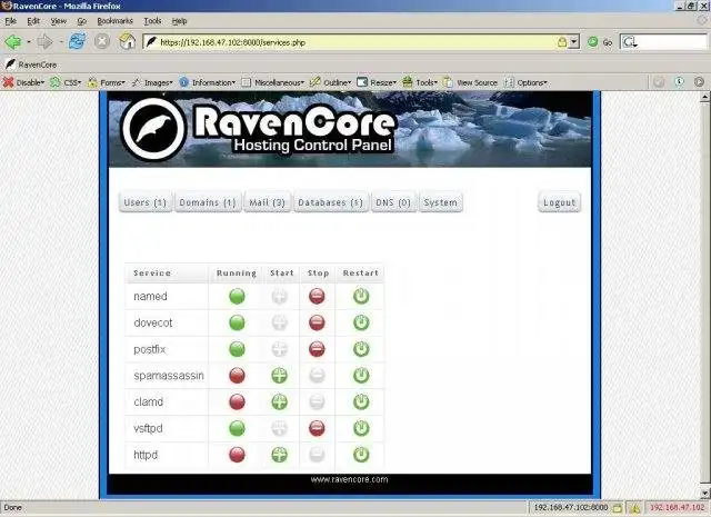 Download web tool or web app RavenCore Control Panel