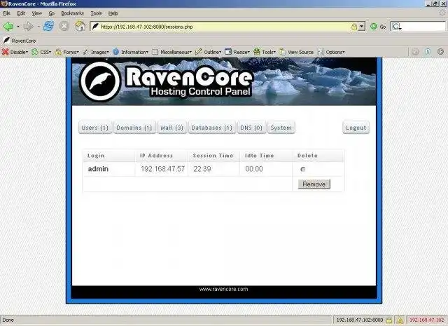 Завантажте веб-інструмент або веб-програму RavenCore Control Panel