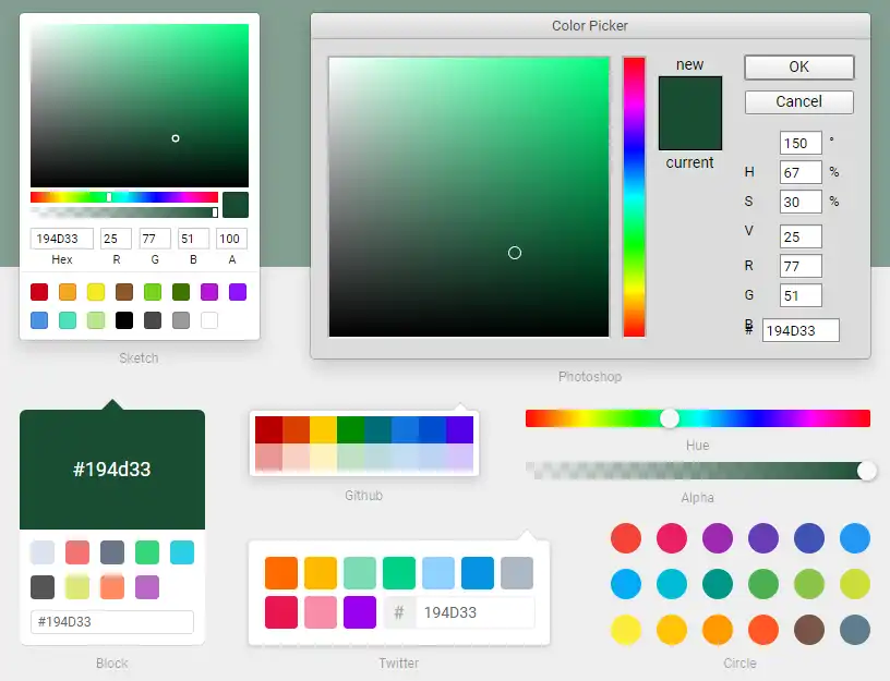 ابزار وب یا برنامه وب React Color را دانلود کنید