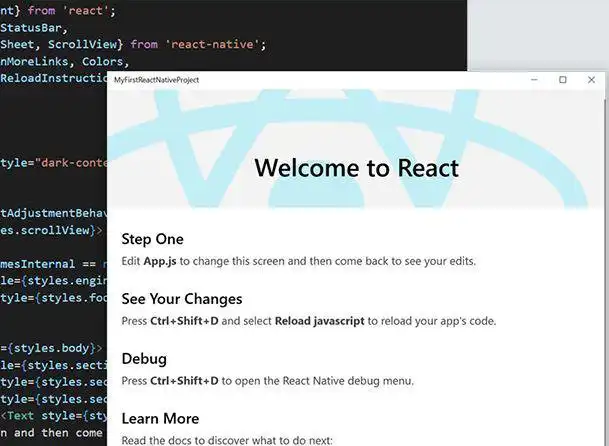 Download web tool or web app React Native for Windows
