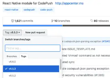 Download web tool or web app React Native Module for CodePush