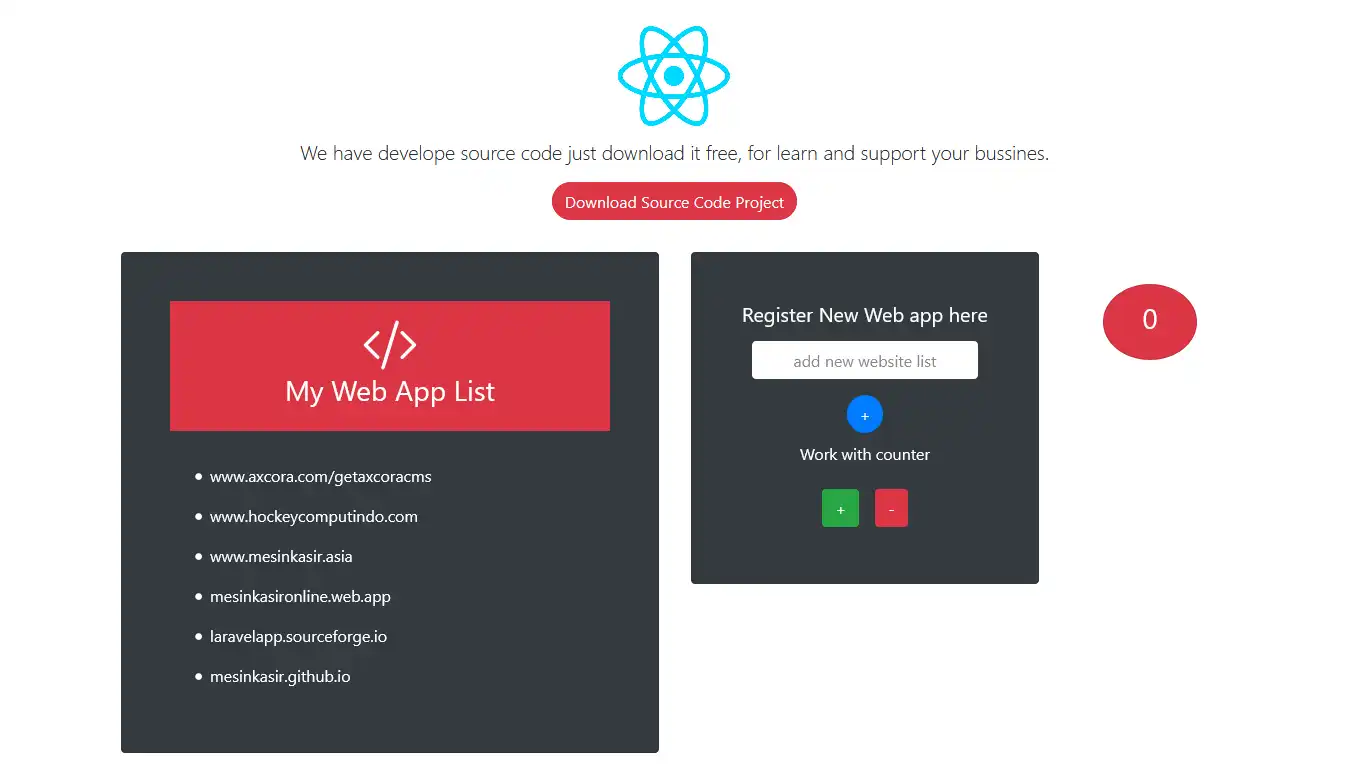 Download web tool or web app react todo list and counter