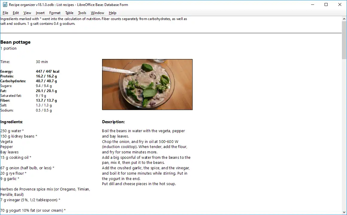 Download web tool or web app Recipe organizer - LibreOffice to run in Windows online over Linux online