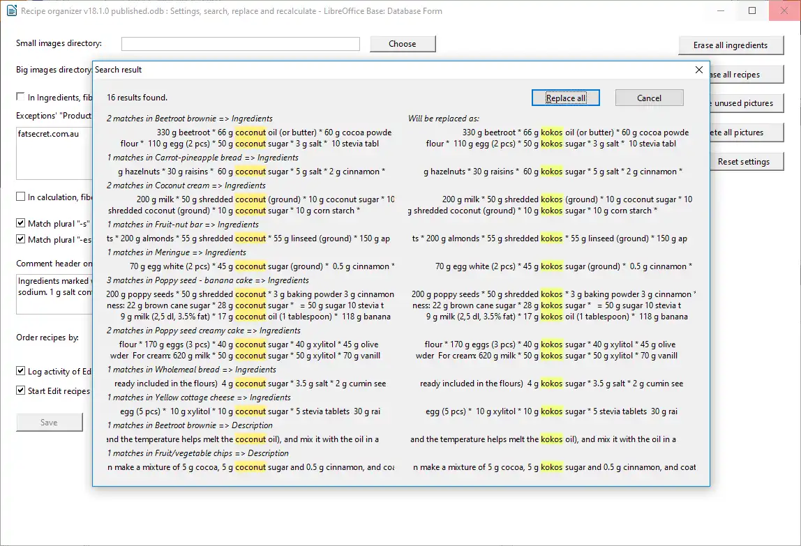 Download web tool or web app Recipe organizer - LibreOffice to run in Windows online over Linux online