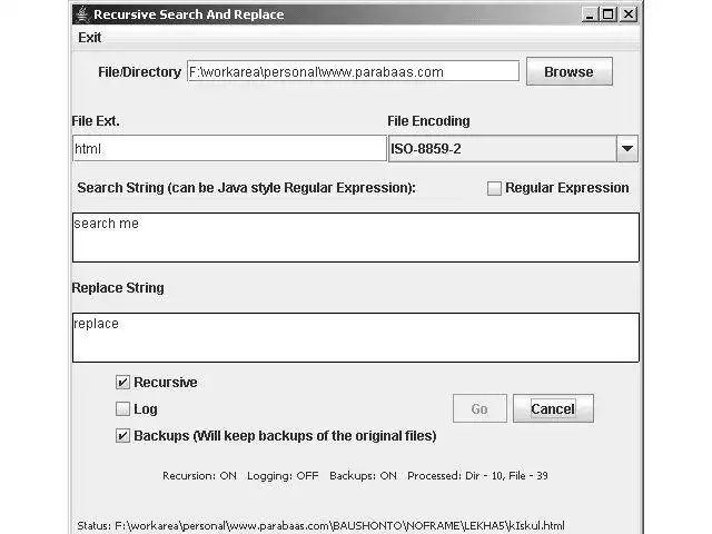 I-download ang web tool o web app Recursive Search and Replace