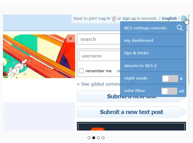 ابزار وب یا برنامه وب Reddit Enhancement Suite را دانلود کنید