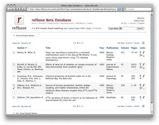 Mag-download ng web tool o web app refbase - Database ng Reference sa Web