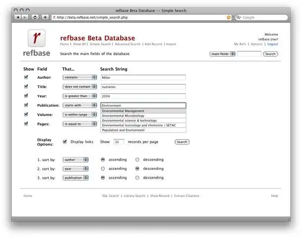 Mag-download ng web tool o web app refbase - Database ng Reference sa Web