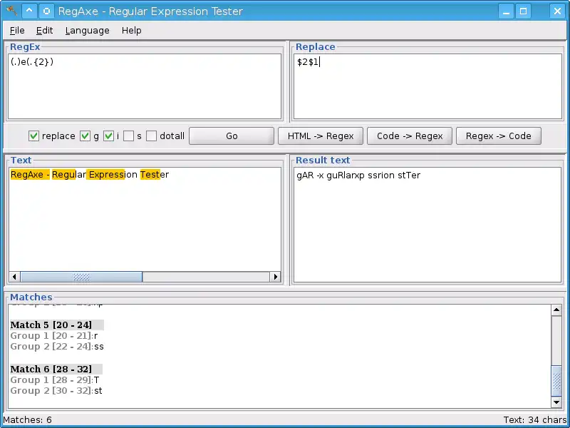 Download web tool or web app RegAxe - Regular Expression Tester