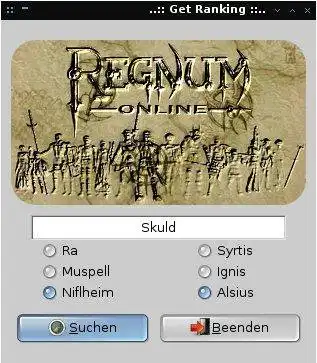 Download de webtool of webapp Regnum Online get_ranking_gtk om online onder Linux te draaien