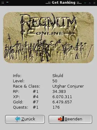 Web ツールまたは Web アプリ Regnum Online get_ranking_gtk をダウンロードして、Linux オンラインで実行します