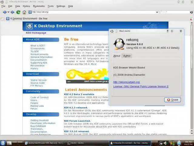 Descargue la herramienta web o la aplicación web rekonq