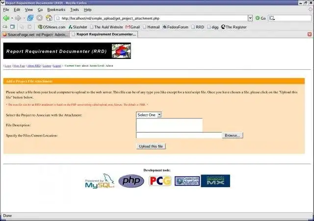 הורד כלי אינטרנט או אפליקציית אינטרנט Report Requirement Documenter (RRD)