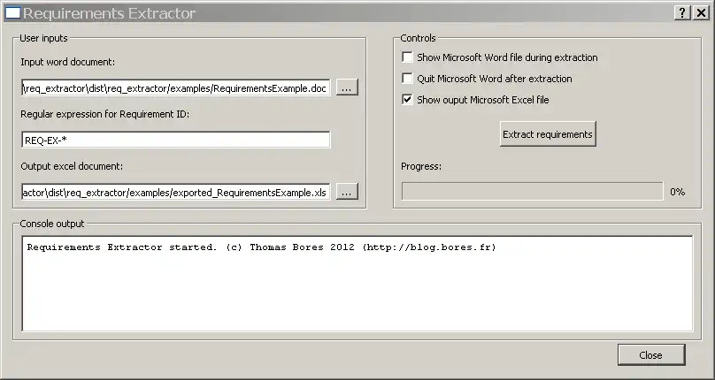 Download web tool or web app Requirements_Extractor