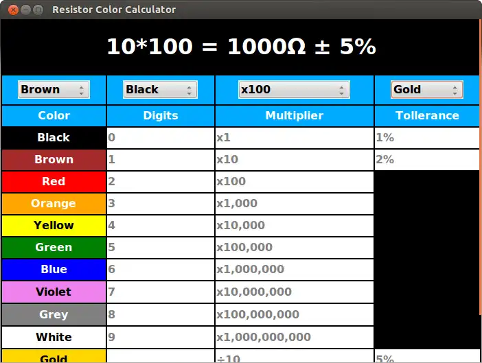 Download web tool or web app Resistor Color Calculator