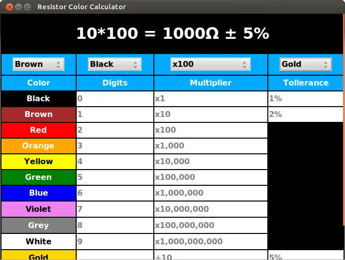 Scarica lo strumento web o l'app web Resistor Color Calculator